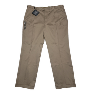 NWT Jos A Bank Pants Men 44X32 Cotton Travelers Pleated Cuffed British Khaki NEW